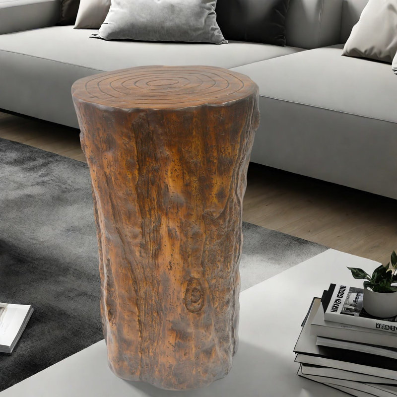 Tables d'appoint rustiques en souche d'arbre, aspect bois MGO, table d'appoint portative de 18 pouces