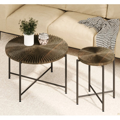 Ensemble de table basse et de bout 2 pièces - Panneau de fibres à densité moyenne imperméable avec housse en PVC