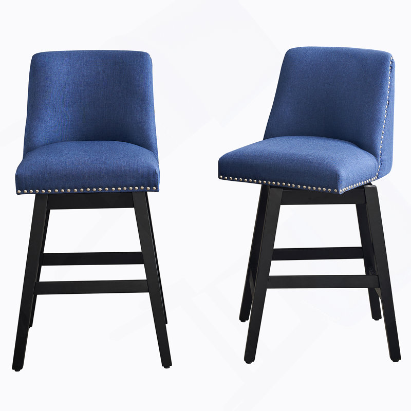 Tabourets de bar pivotants rembourrés avec tissu en lin, dossier haut