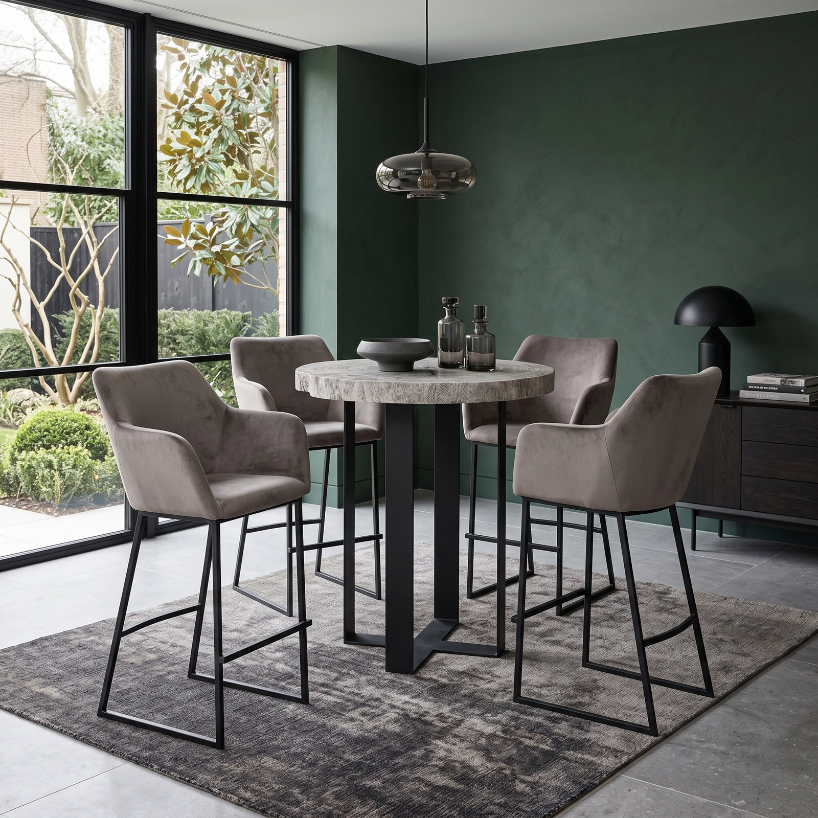 Chuleta Bar Table on Black Metal Base