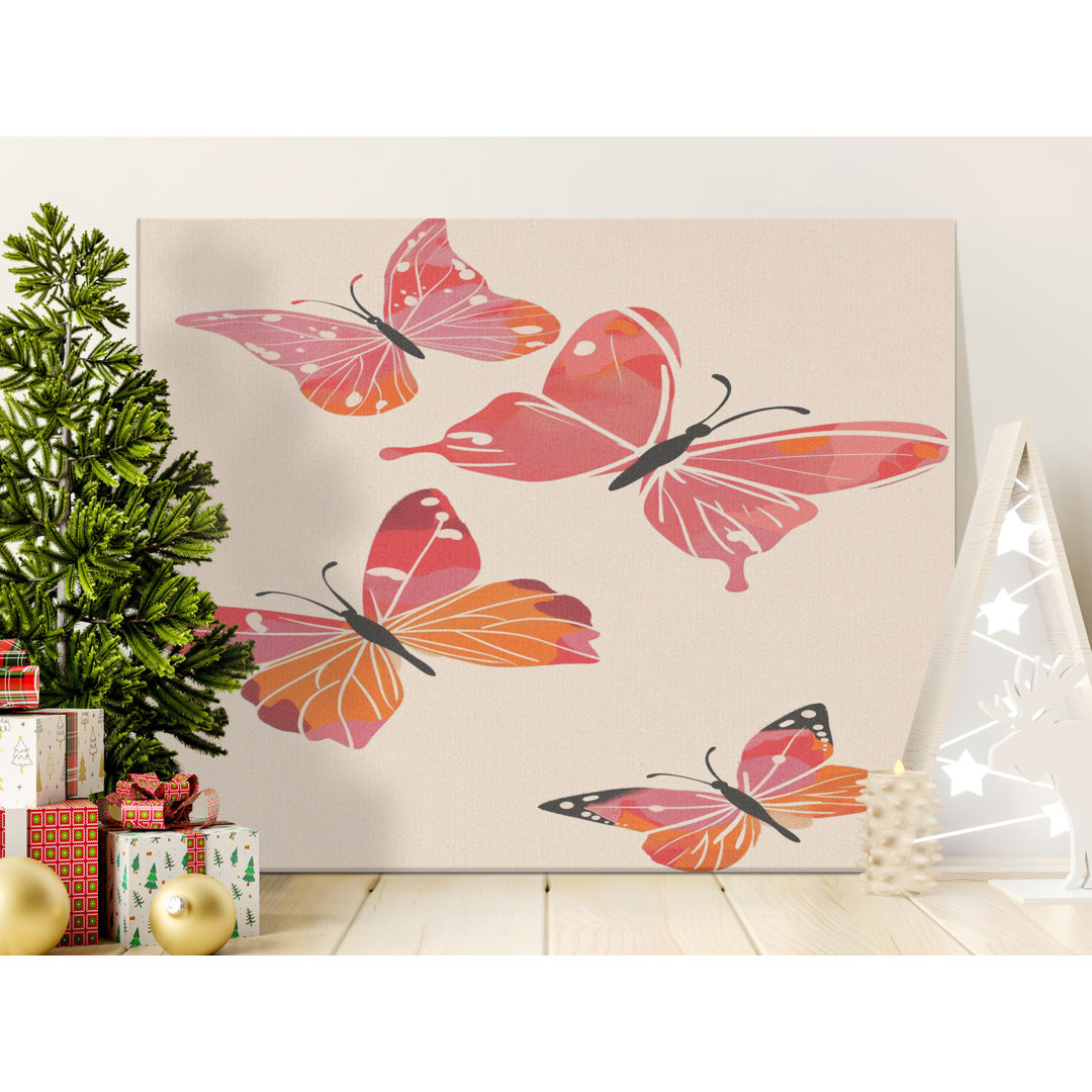 Pink Butterfly Aesthetic Canvas Wall Art