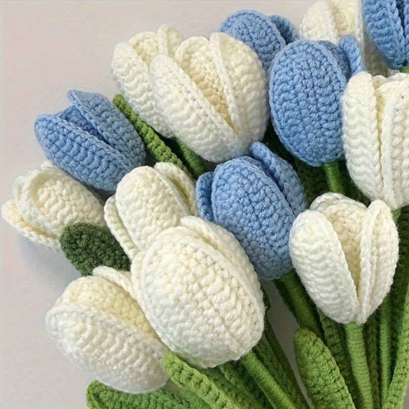Bouquet de tulipes au crochet, Blanc