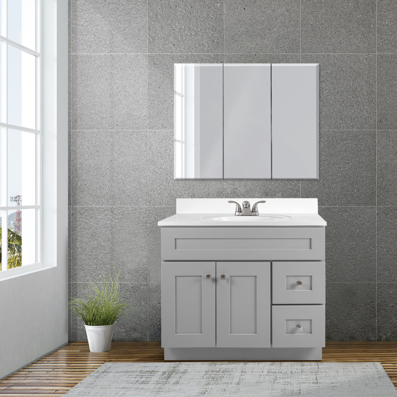 Brookings 37 Inch Bathroom Vanity with Top, Ready to Assemble, Painted Sherwin Williams® Gray – Design House, 597799, Gray