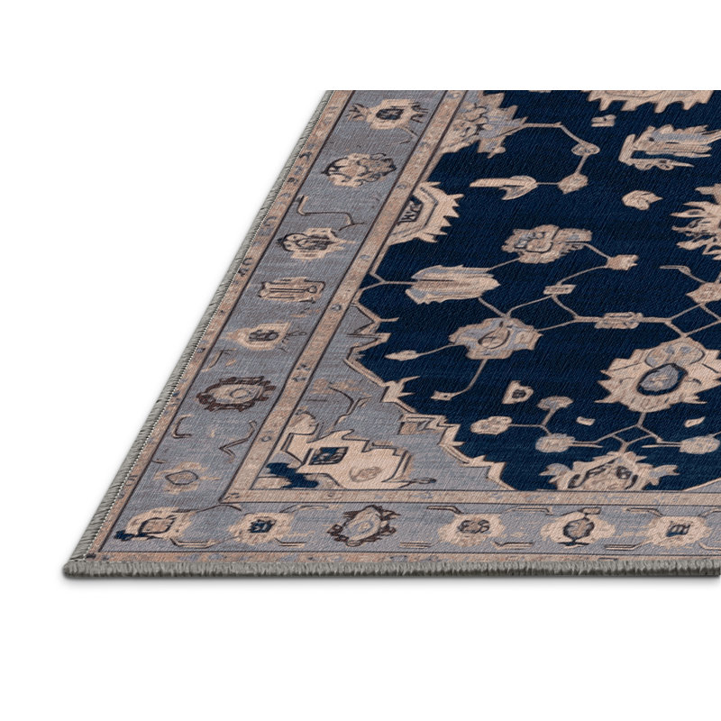 Machine Washable Overdyed Gray Area Rug, Round 4'