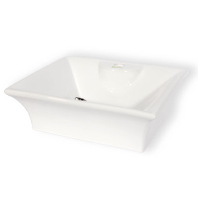 Hispania Home 15.16'' White Ceramic Square Bathroom Sink with Overflow