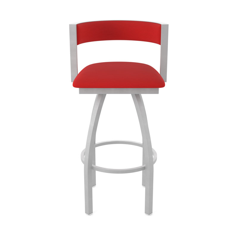 Tabouret Artémis, Nickel anodisé, Tabouret de bar (siège d'une hauteur de 36 po), Vinyle - rouge Canter