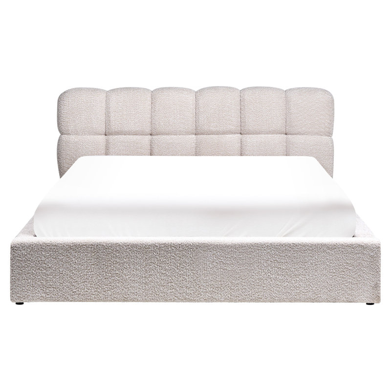 Ottoman Bed Boucle Chandale Light Beige, European Kingsize (160 x 200 cm)