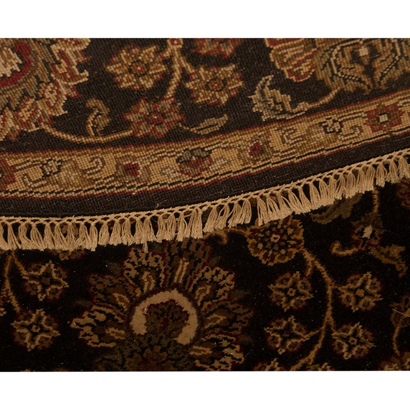 Hand-Knotted High-Quality Black and Brown Round Area Rug