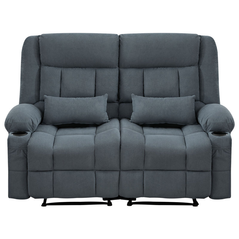 Oversized Manual Recliner Loveseat With Cup Holders & Side Pockets - Ergonomic Double Reclining Love Seat For Living Room, Breathable Premium Fabric, 600 Lbs Capacity