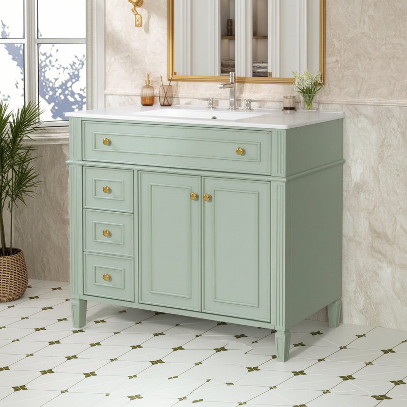 Meuble-lavabo 36 po avec lavabo, Vert