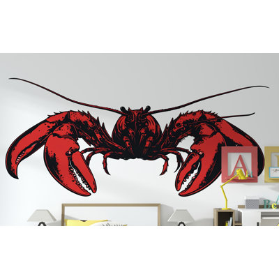 Red Lobster Wall Sticker, Lobster Wall Decal, Seafood Restaurant Decor, Coastal Kitchen Wall Art, Nautical Ocean Wall Sticker 367GM