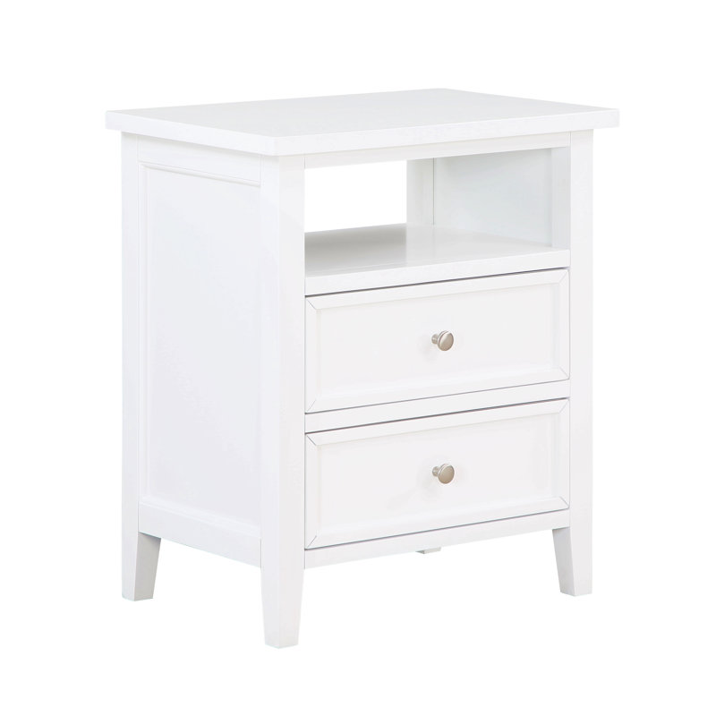Table de chevet 2 tiroirs blanche, Blanc