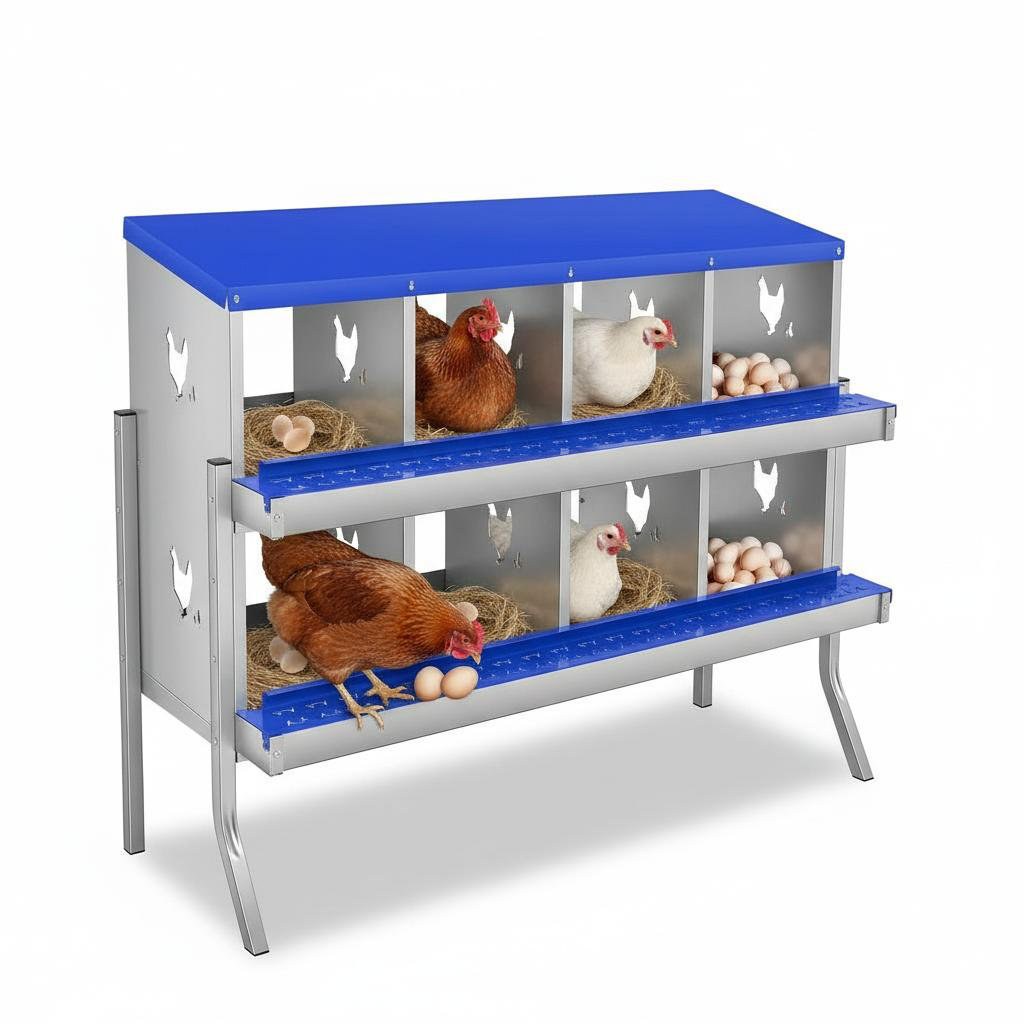Metal Nesting Boxes for Chickens-10 Compartment Chicken Nesting Box with Bracket Legs for Laying Eggs, Wall Mountable Roll Away Laying Boxes for Hens
