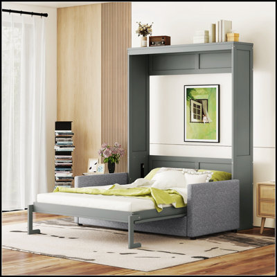 Lit escamotable encastré avec coussin confortable pour une vie moderne et polyvalente