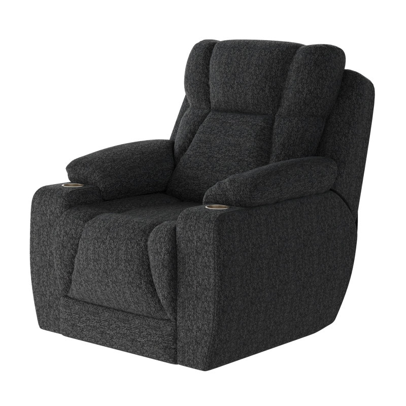 Fauteuil inclinable près du mur pour homme, Mélange de polyester, Noir