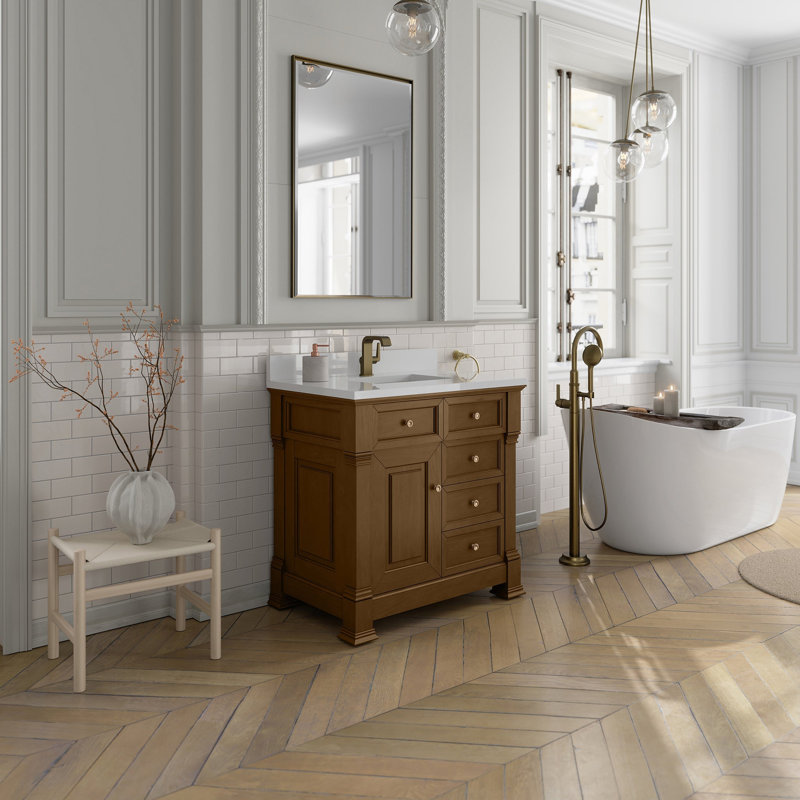 Brookfield 35.75'' W Single Bathroom Vanity Base, Honey Oak
