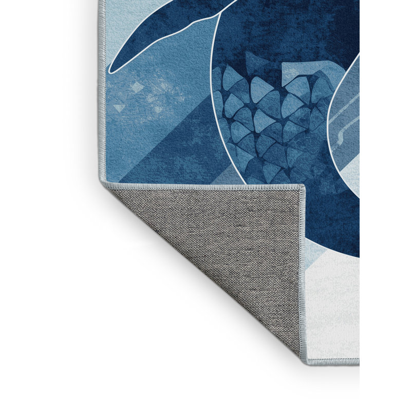 Tapis ombré moderne et contemporain lavable à la machine Oswee Narwhal - Gris, 5 X 8