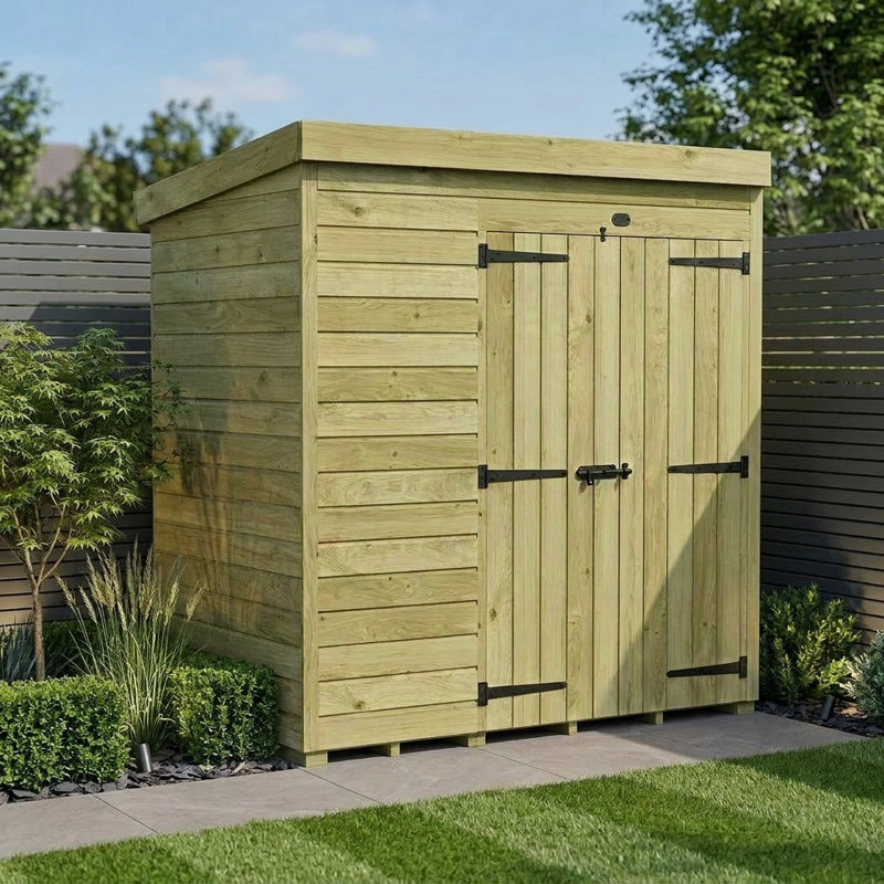 Total Sheds 6ft x 4ft Pent Garden Shed - Double Door - No Windows - Pressure Treated Timber - UK Manufactured
