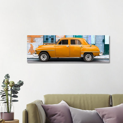 Orange Classic American Car by Philippe Hugonnard - Wrapped Canvas Panoramic Print