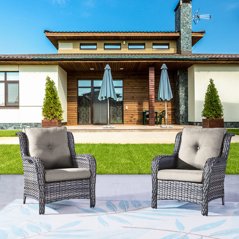 Chaise de patio avec coussins Tonry, gris, gris