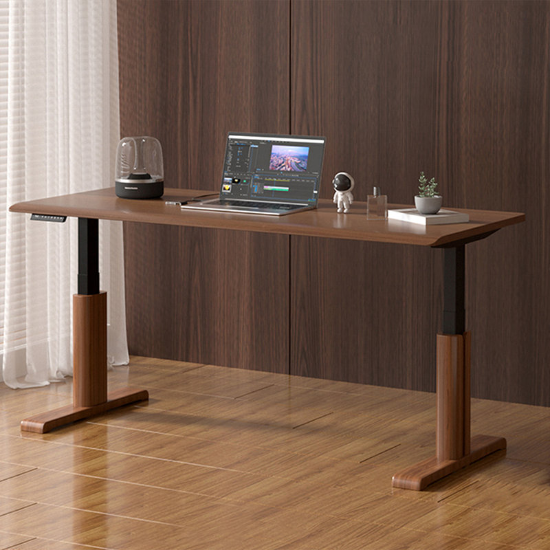 Bureaux rectangulaires en bois massif brun noisette, 51.57" H x 55.12" W x 27.56" D