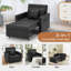 Fauteuil convertible en cuir véritable capitonné de 40 po de large Seamus-1751136951
