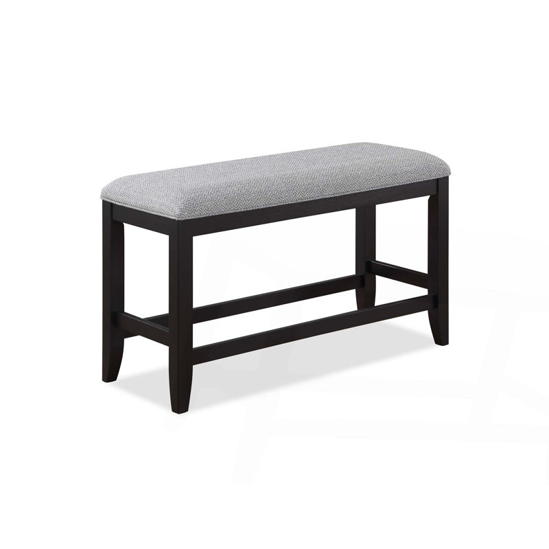 Banc de salle à manger rembourré en tissu à finition transitionnelle, Brun, Gris