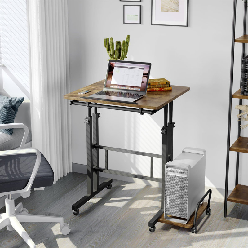 Kalb Adjustable Standing Desk, Rustic Brown