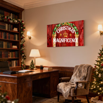 Christmas Christmas Magnificence Wooden Arch Design Set of 3 Canvas Wall Art Prints