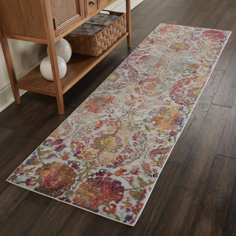 Tapis ivoire contemporain moderne Raymond, Tapis de couloir 2 pi 4 po x 8 pi