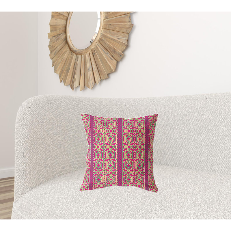 Coussin 18 po x 18 po Broadcloth, Rose/vert