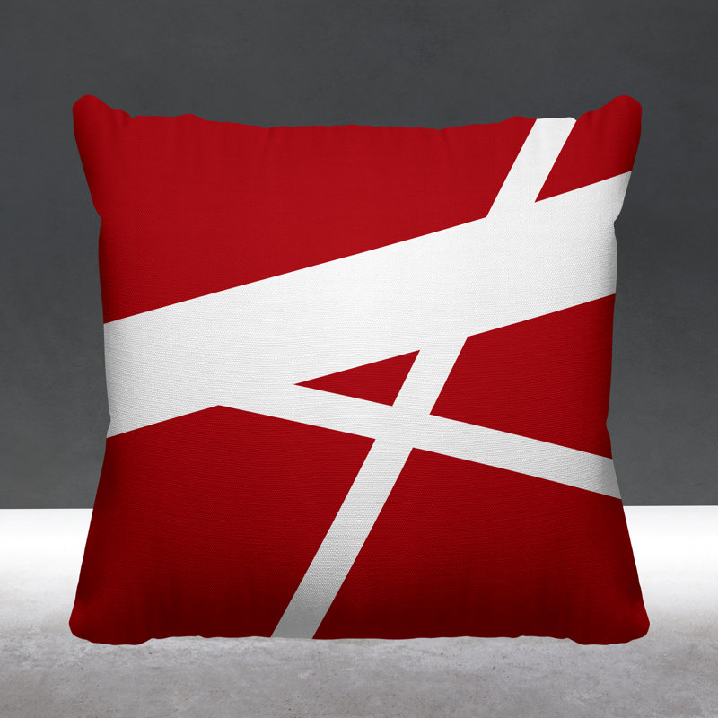 Coussin décoratif intérieur / extérieur Seward Abstract Lines, L 15 po x H 15 po, Rouge