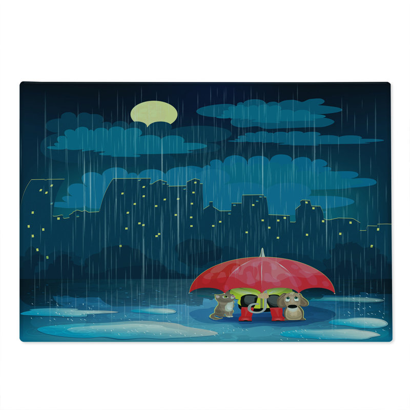Planche à découper Ambesonne, animal de grande taille, sous la pluie, corail bleu