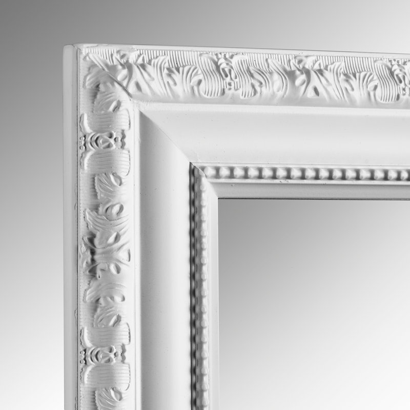 Wood Flat Wall Mirror, White