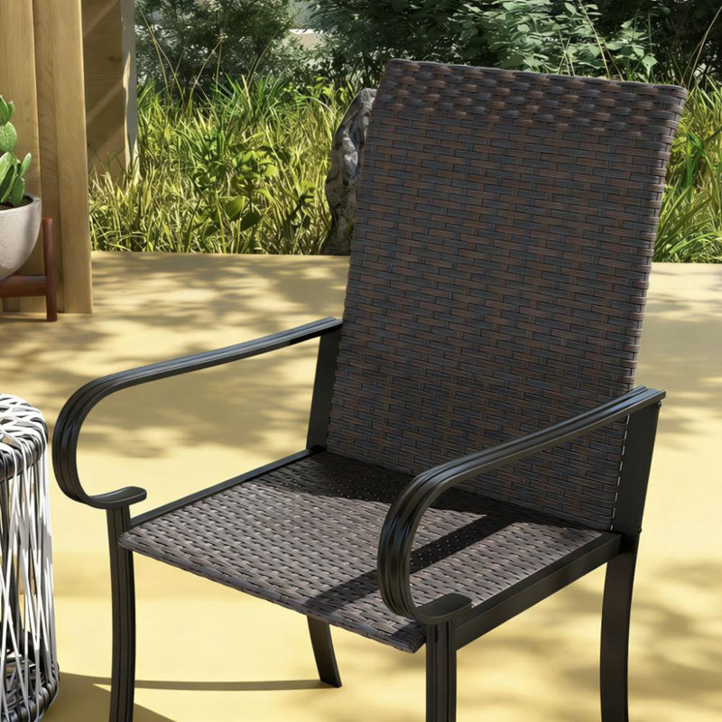 Ensemble de 4 chaises de salle à manger avec accoudoirs, dossier haut et sièges profonds, Brown, Brown