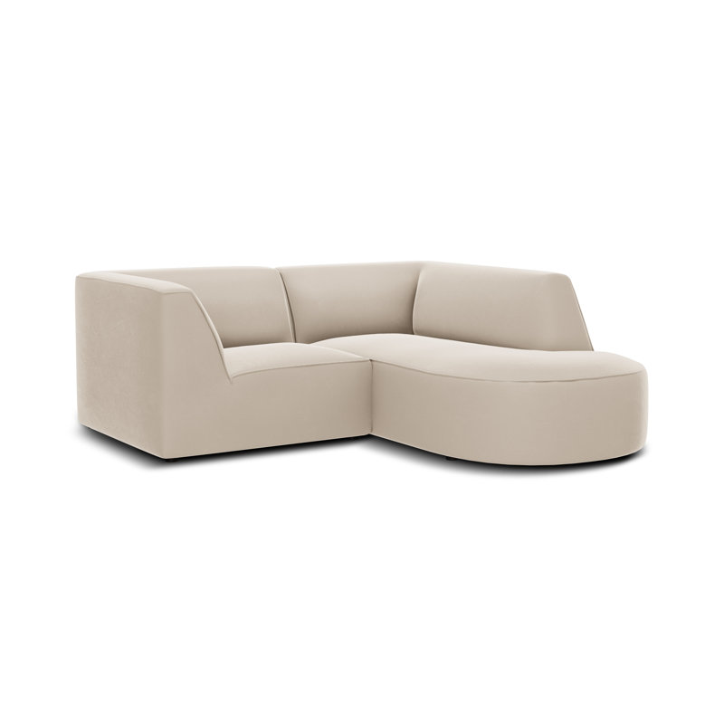 Adoraim 3 Seater Velvet Corner Sofa , Beige, Right Hand Facing