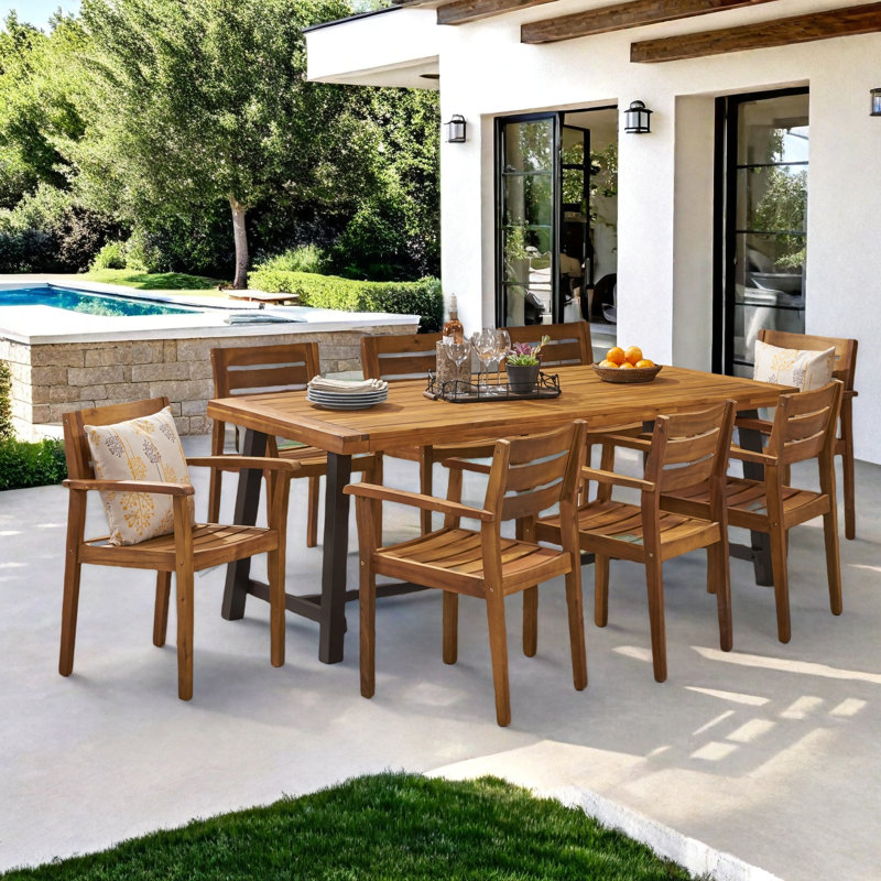 Mahoney Rectangular 8 - Person 79" Long Dining Set, Teak