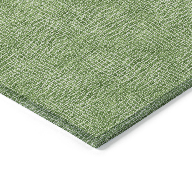 Green Rectangular Flat Woven Synthetic Washable Rug 3' x 5'