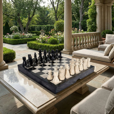 Table d'échecs sculptée à la main 37 po