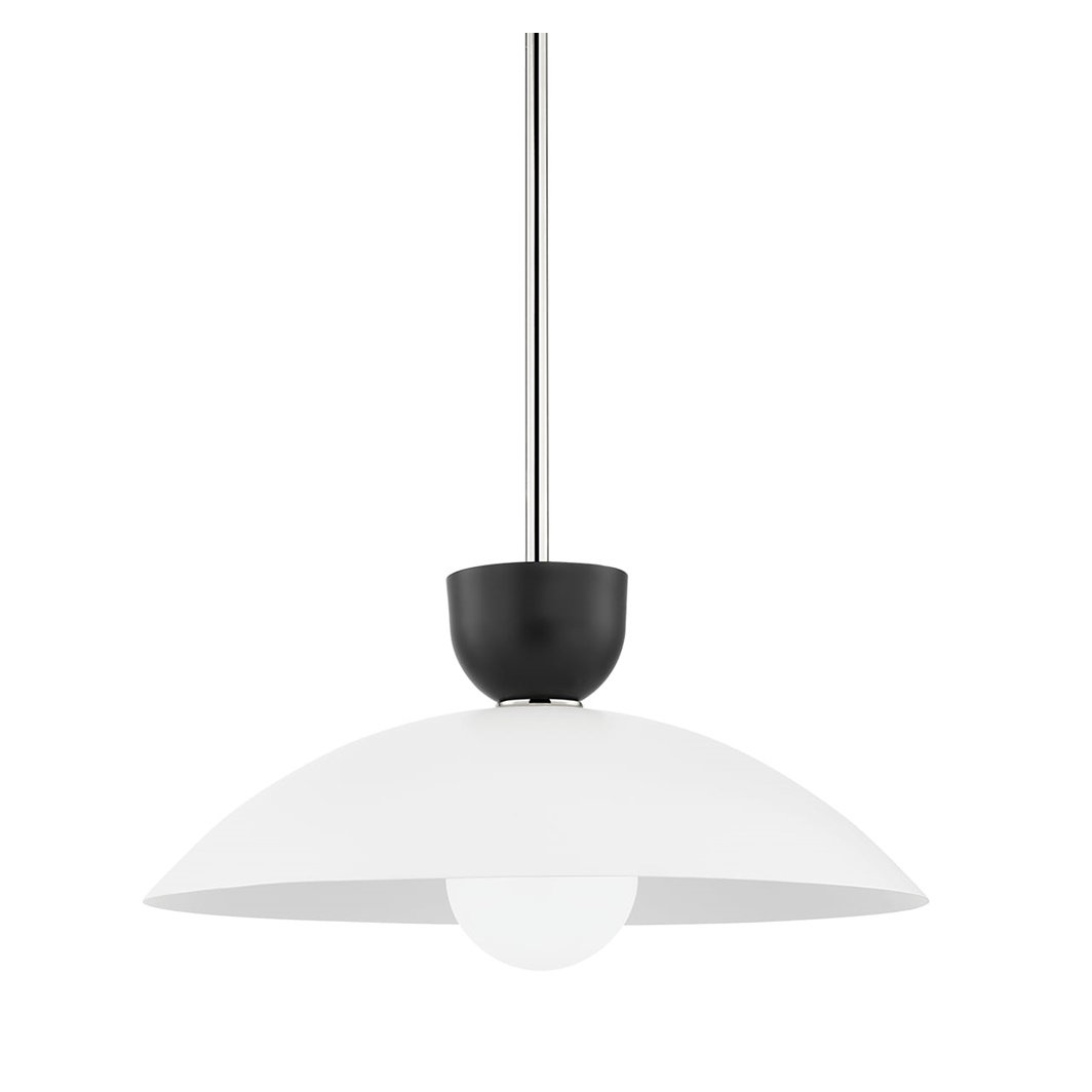 Viera Single Light Metal Pendant, Polished Nickel, 10" H x 19.75" W x 19.75" D