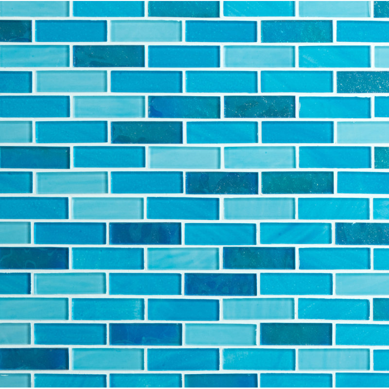 Carreau de mosaïque en verre à bord droit pour piscine 1 "x 3", Maldives Shimmer