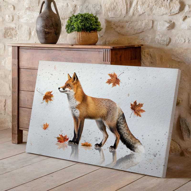 Toile «Un majestueux renard roux se dresse gracieusement avec sa tête tournée», mettant légèrement en valeur sa fourrure orange vibrante