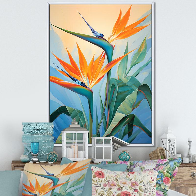 «Paradises Profile Flower», reproduction sur toile encadrée, H 32 po x l 16 po x P 1 po, Blanc