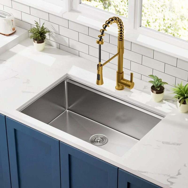 32 X 18 Inch Undermount Workstation Sink, Stainless Steel Single Bowl Kitchen Sink 18 Gauge