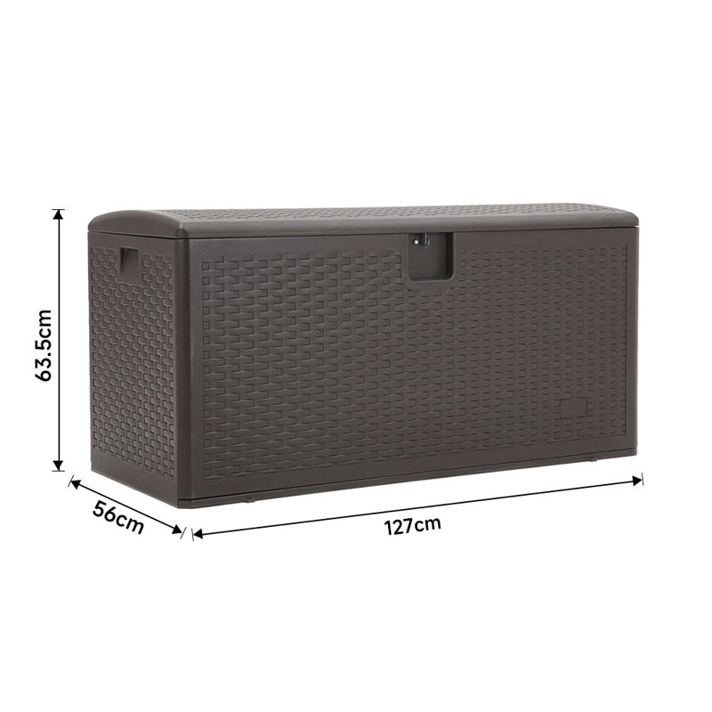 ClassicLiving 127cm W 450L Plastic Lockable Deck Box, Brown