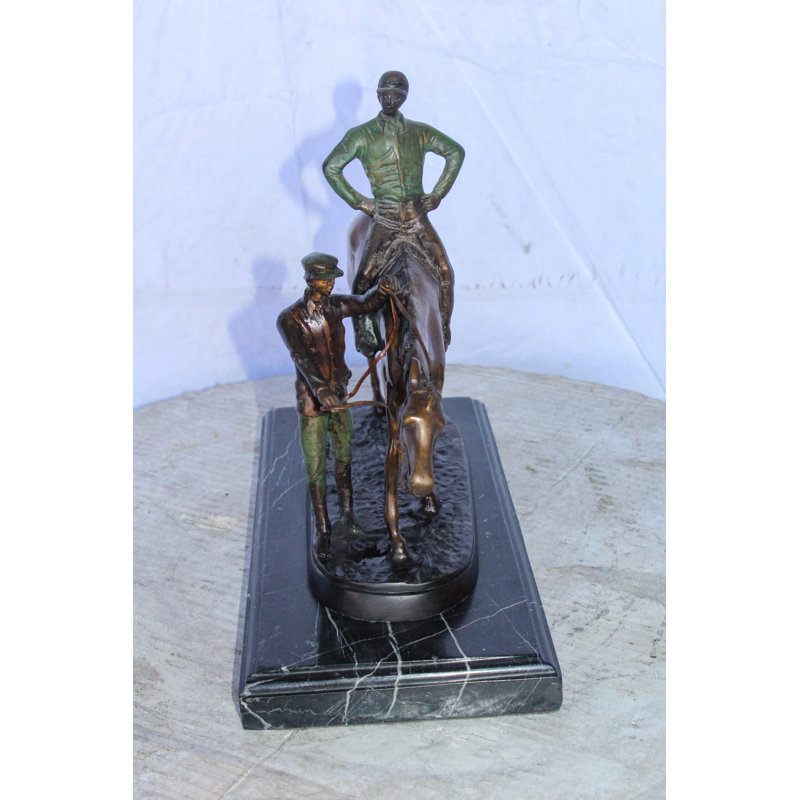 Statue de cheval et jockey en bronze de la collection Nifao, réplique du bon Willis 14 po x 6 po x H 13 po