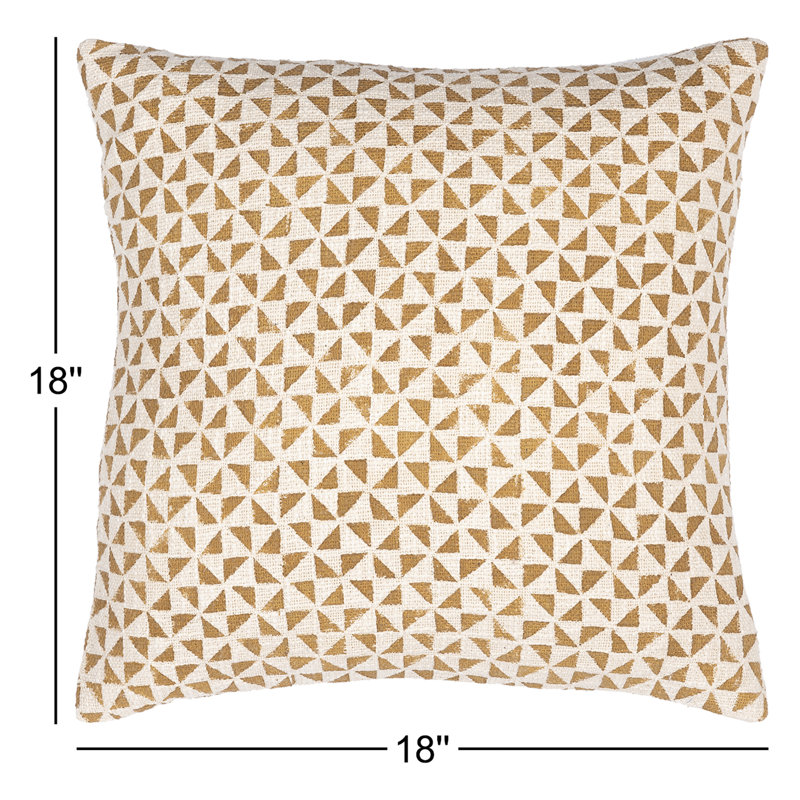 Coussin Zetta, Beige / Chameau, 18 po x 18 po, Housse de coussin seulement - sans coussin
