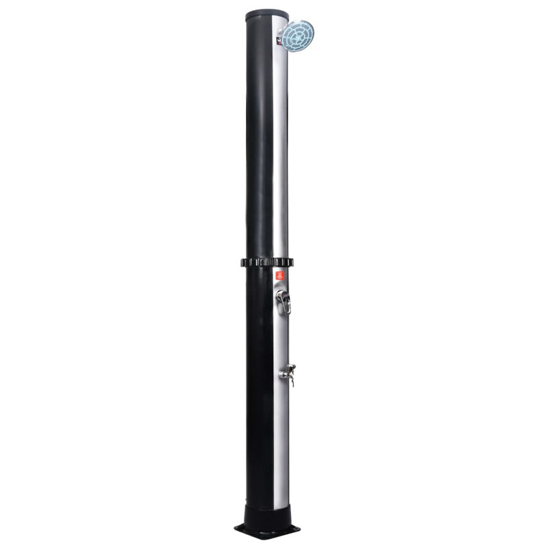 Black and Silver 86.6" PVC Free Standing Outdoor Solar Shower