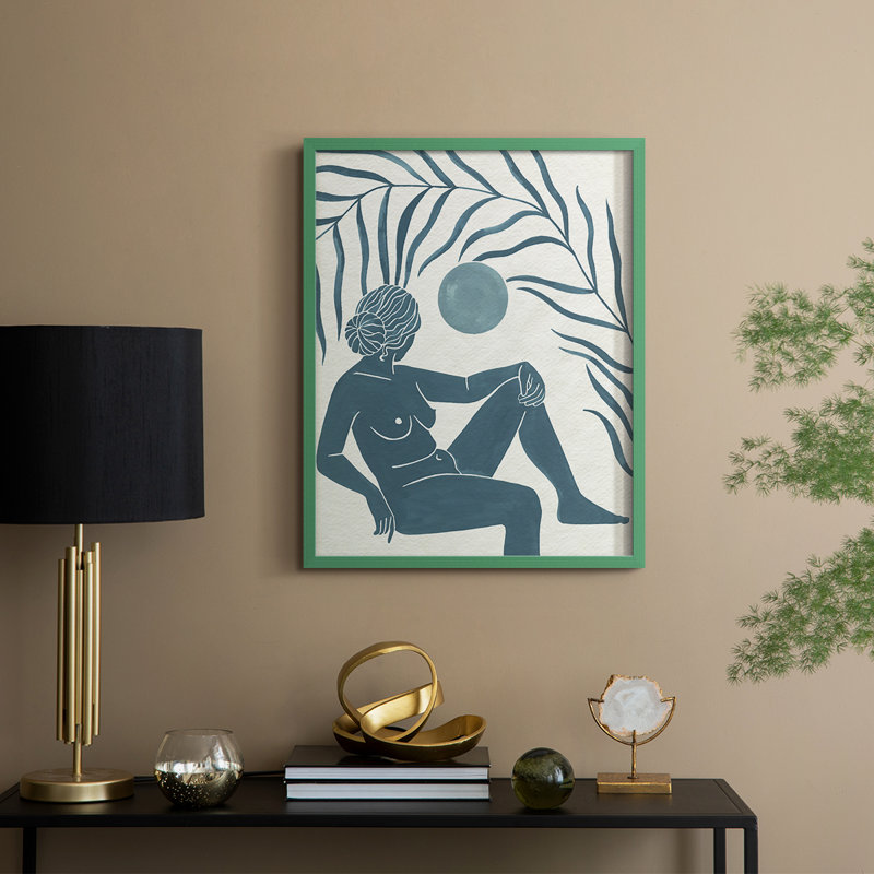 Moon Gazer I, reproduction encadrée - bois massif, Vert, H 11 po x l 9 po