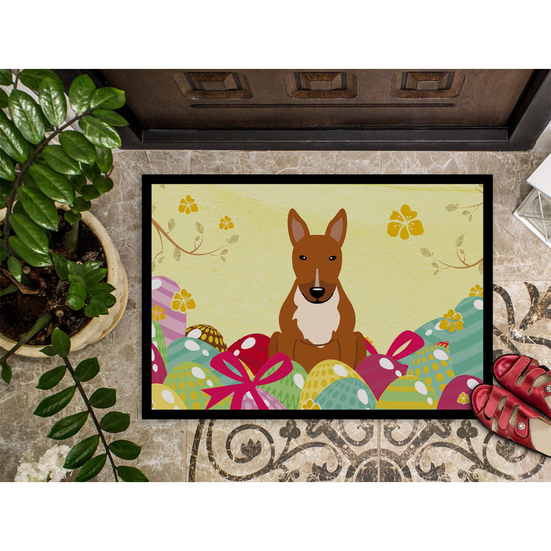 Tapis d'extérieur antidérapant Saroyan Bull Terrier, Rouge, l 18 po x L 27 po